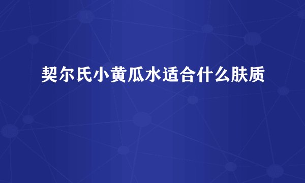 契尔氏小黄瓜水适合什么肤质