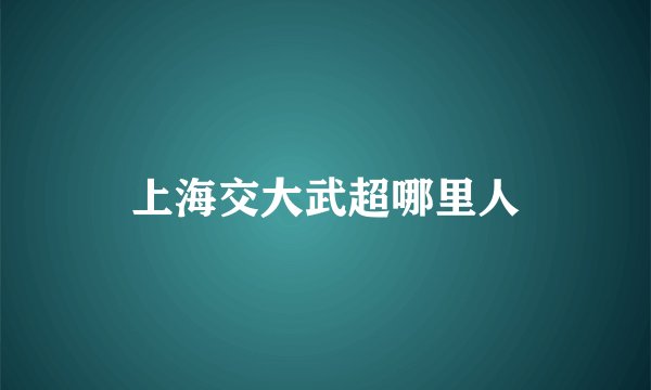 上海交大武超哪里人