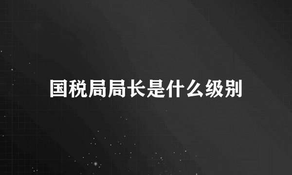 国税局局长是什么级别