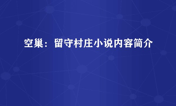 空巢：留守村庄小说内容简介