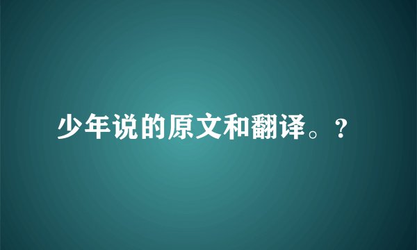 少年说的原文和翻译。？