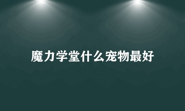 魔力学堂什么宠物最好