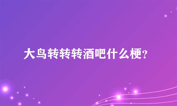 大鸟转转转酒吧什么梗？