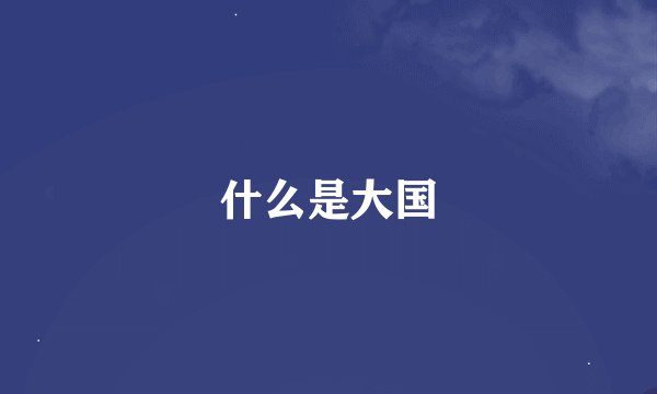 什么是大国
