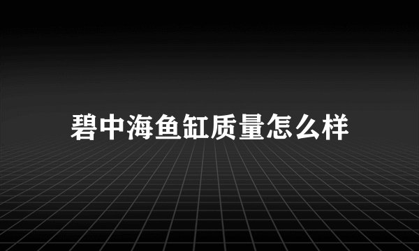 碧中海鱼缸质量怎么样