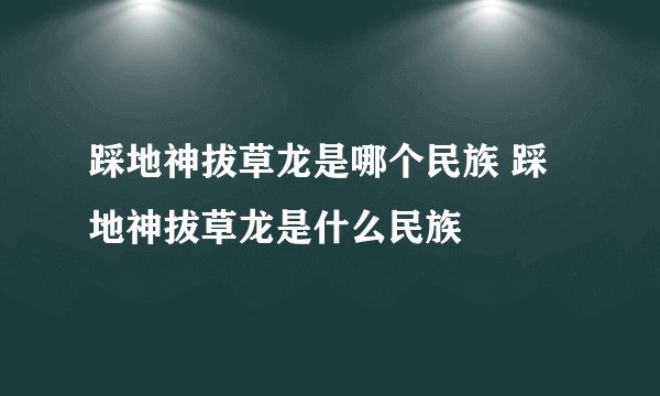 踩地神拔草龙是哪个民族 踩地神拔草龙是什么民族