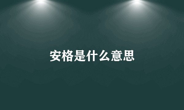 安格是什么意思