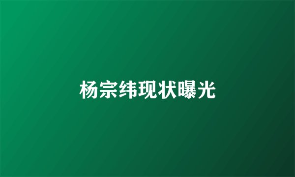 杨宗纬现状曝光