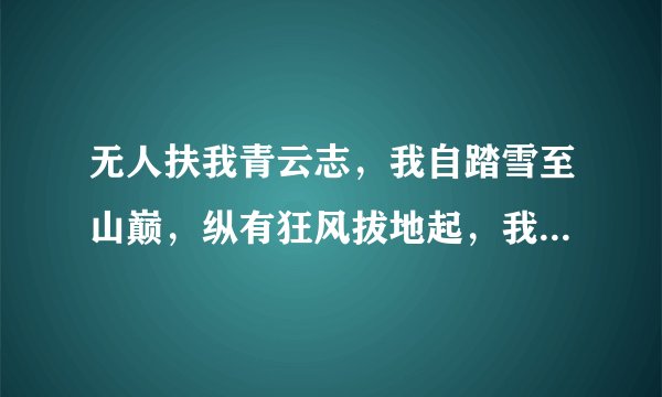 无人扶我青云志，我自踏雪至山巅，纵有狂风拔地起，我亦乘风破万里