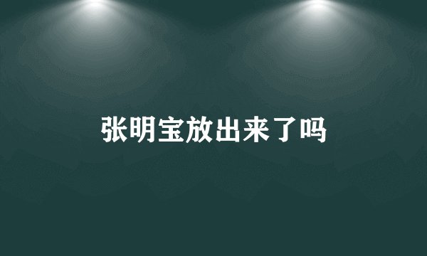 张明宝放出来了吗