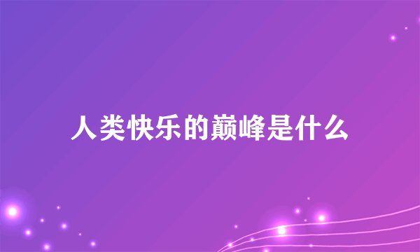 人类快乐的巅峰是什么