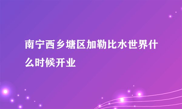 南宁西乡塘区加勒比水世界什么时候开业