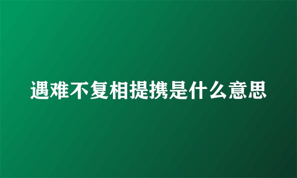 遇难不复相提携是什么意思