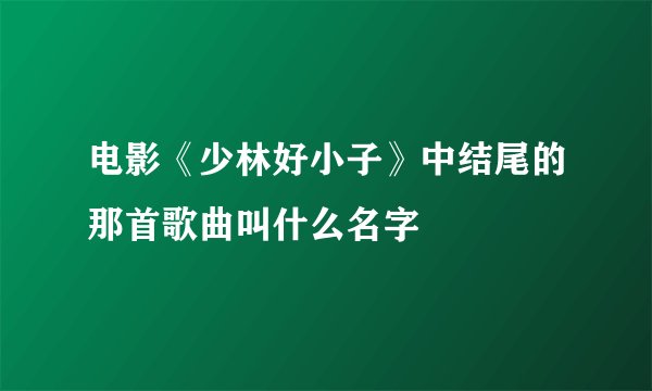 电影《少林好小子》中结尾的那首歌曲叫什么名字