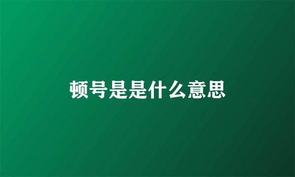 顿号是是什么意思