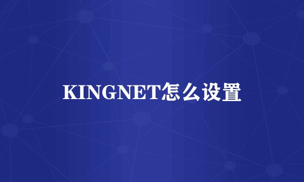 KINGNET怎么设置