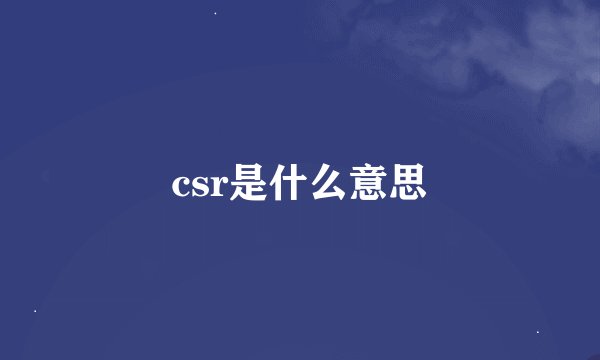 csr是什么意思