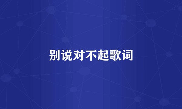 别说对不起歌词